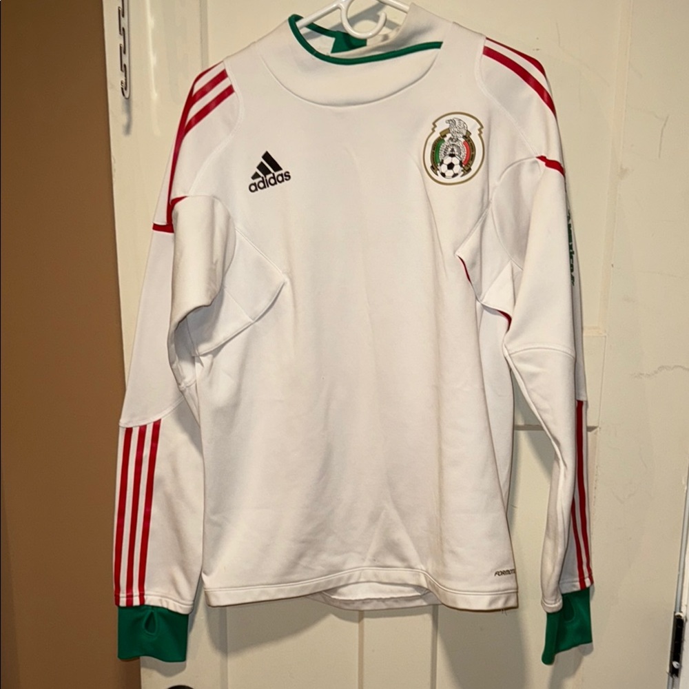 Adidas White and Red Sweatshirt with Iconic Stripes